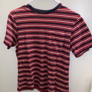 Vans red grey white striped t shirt